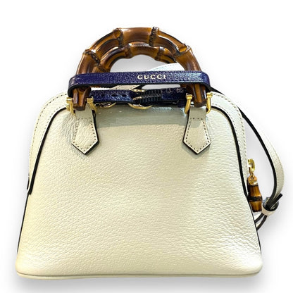 GUCCI Diana Bamboo Dome Mini Cream White Handbag Size S