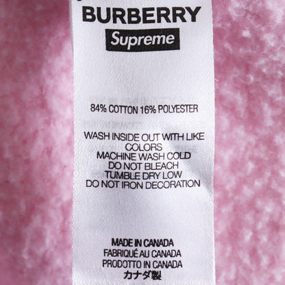 SUPREME 22SS Burberry Box Logo Pullover Hoodie Pink Size XL