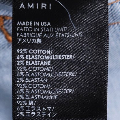 AMIRI MX1 Leather Bandana Skinny Jeans Blue Size 31