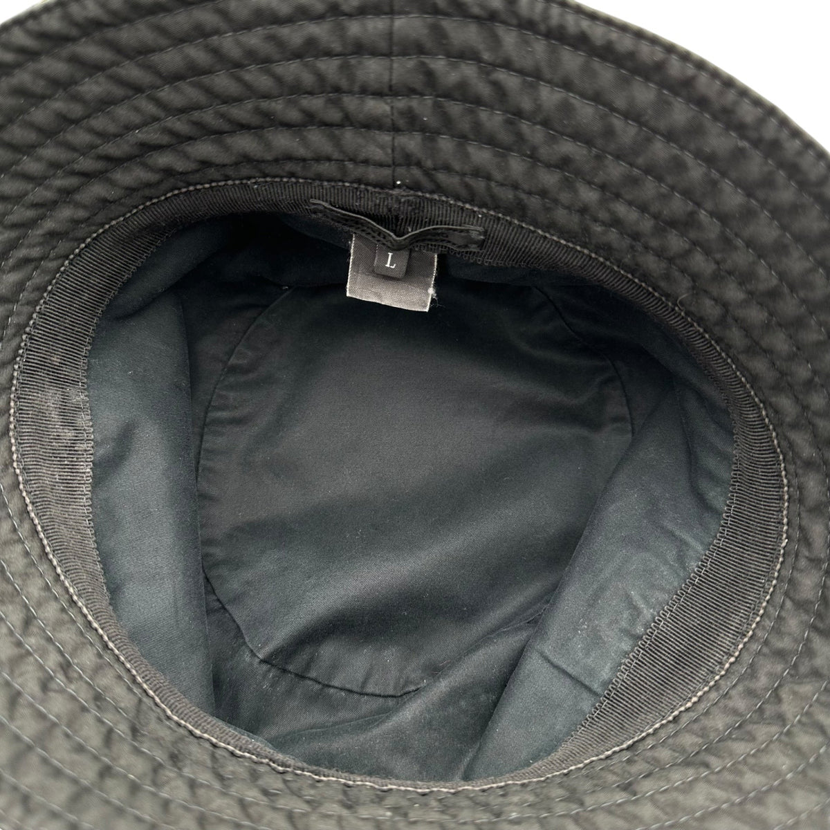 PRADA 00s Old Rubber Logo Bucket Hat Black/Red Size L