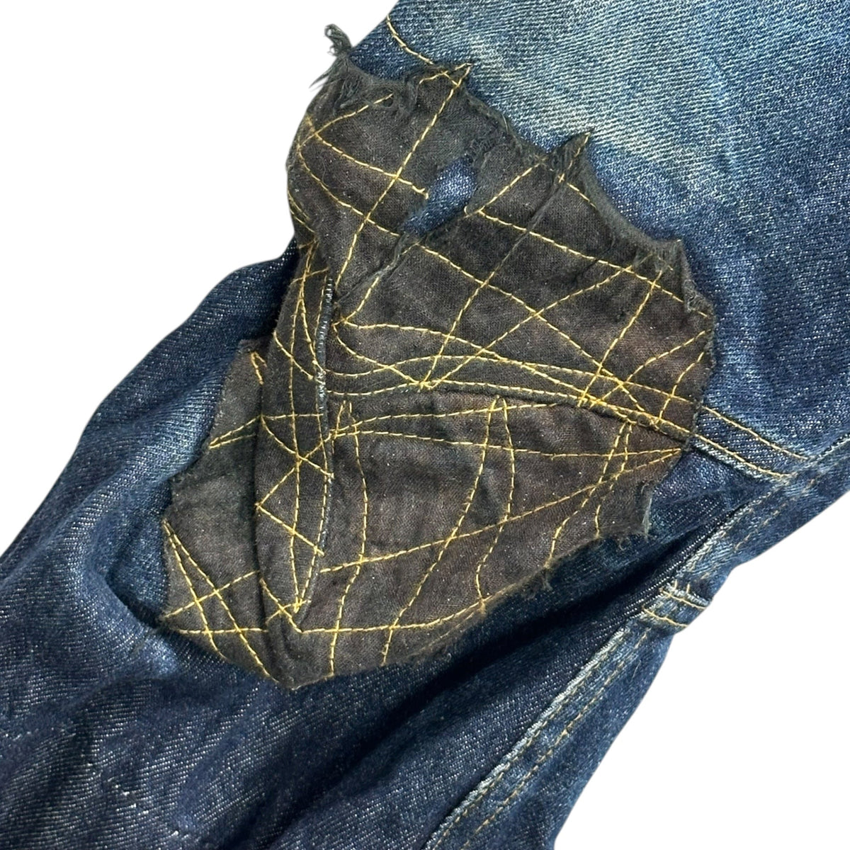 Christopher Nemeth 00s Yellow-Stitch Cropped Denim Pants Size S