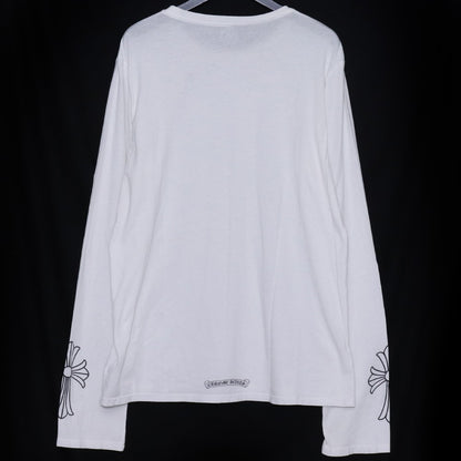 CHROME HEARTS OLD Sleeve Cross Print T-Shirt White Size L