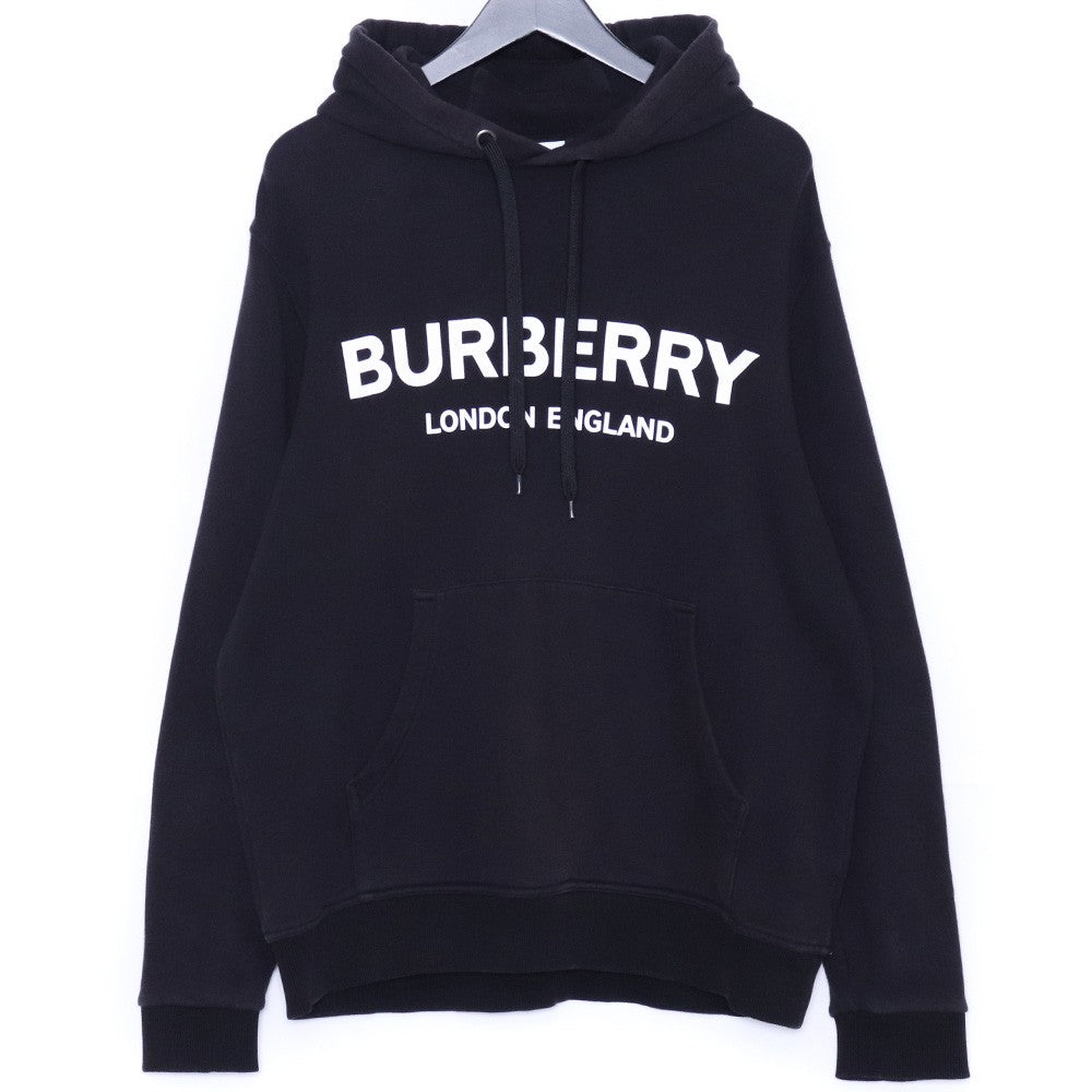 BURBERRY Front Logo Cotton Hoodie Black Size M