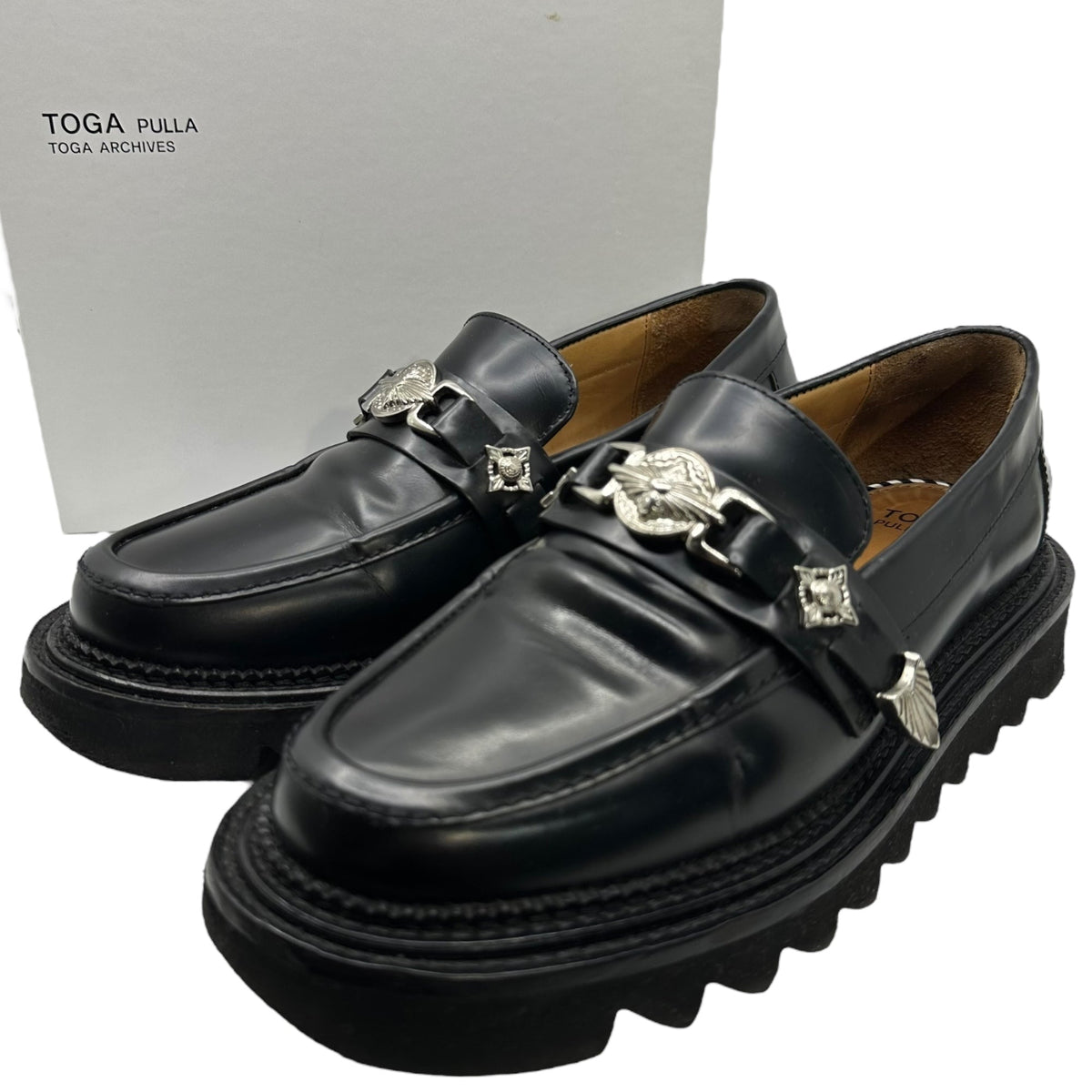 TOGA PULLA Shark Sole Metal Bit Loafers Black Size EU 40