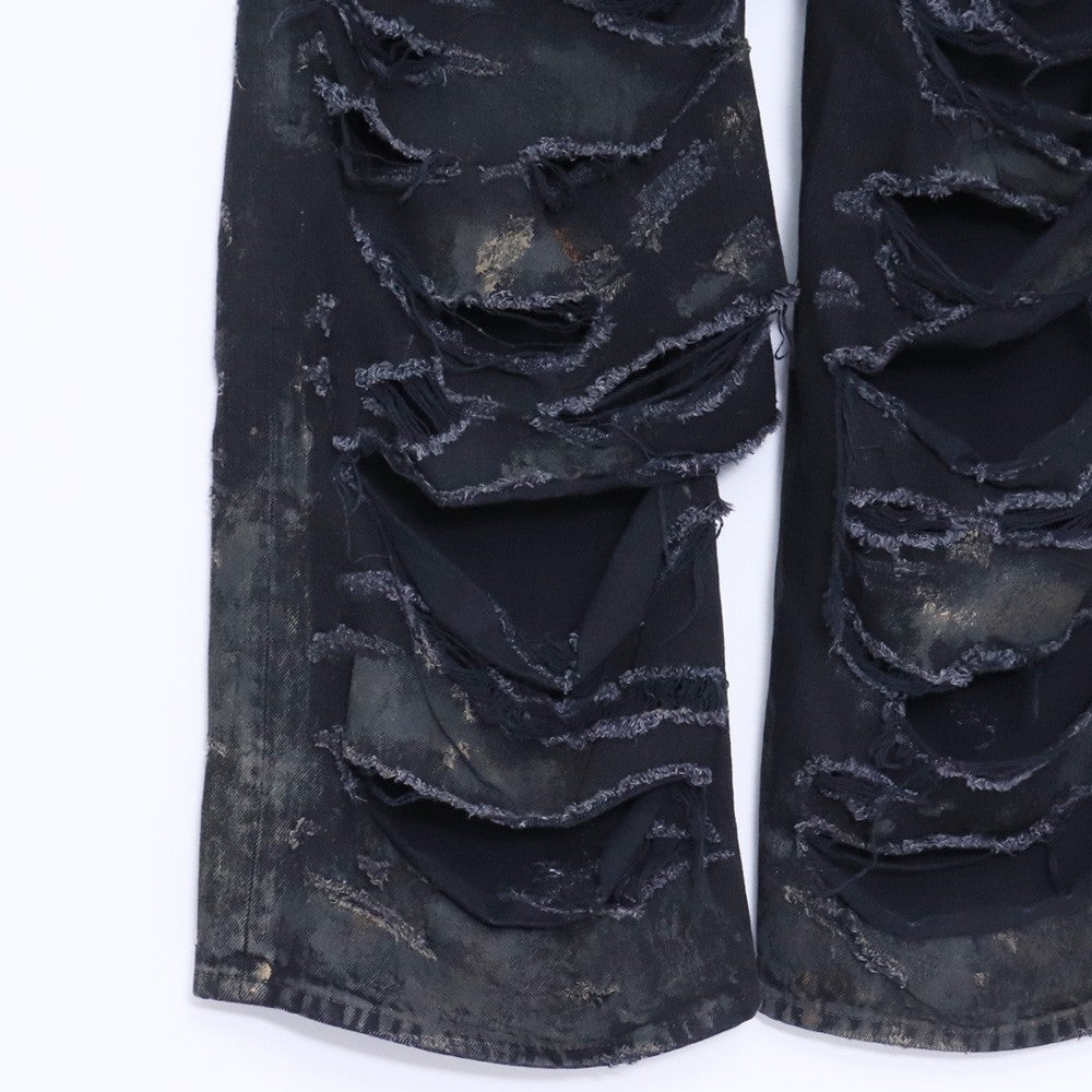 Balenciaga 23SS Super Destroyed Baggy Jeans Black Size S