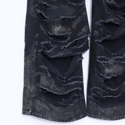 Balenciaga 23SS Super Destroyed Baggy Jeans Black Size S