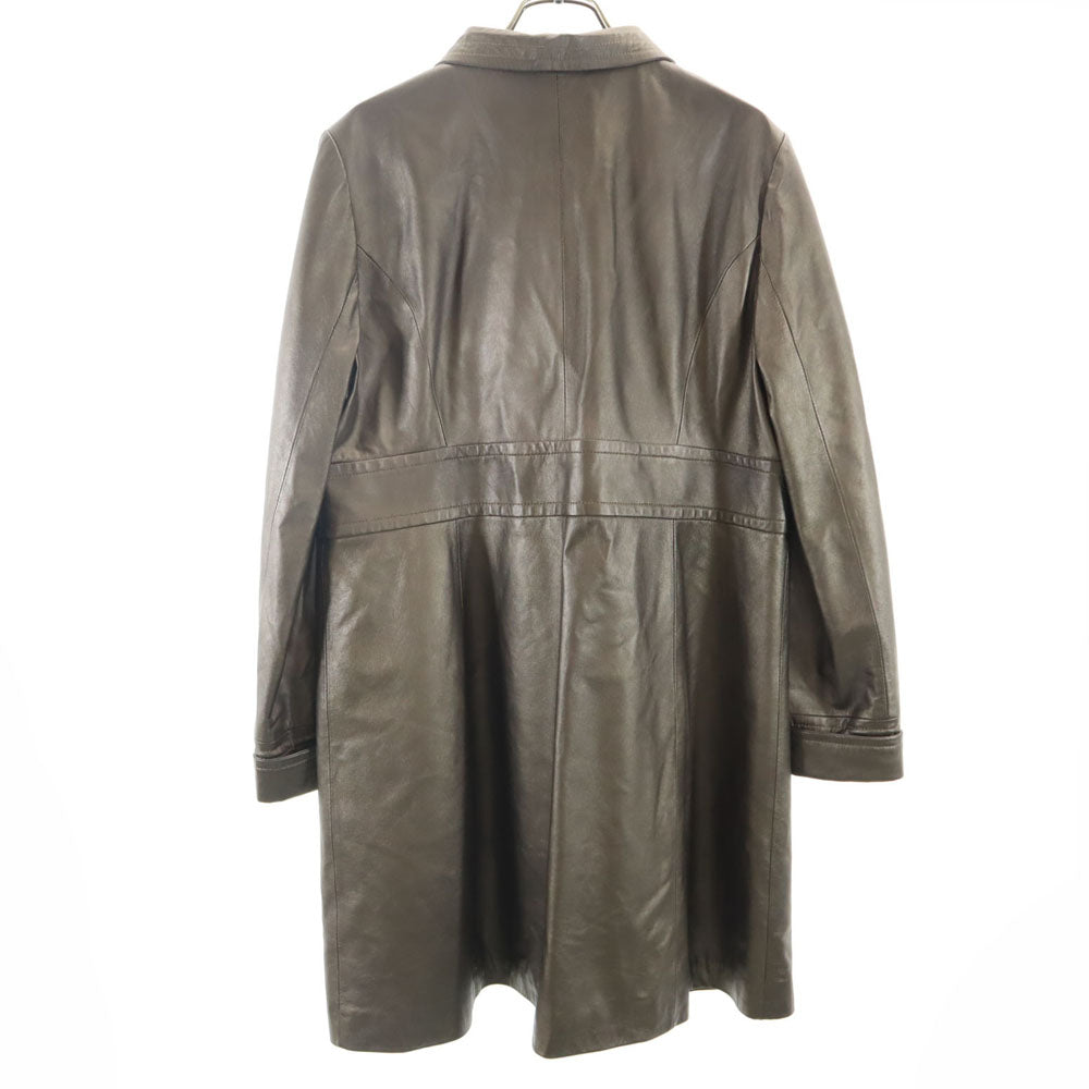 BALMAIN Sheepskin Leather Coat Brown Size JP 13