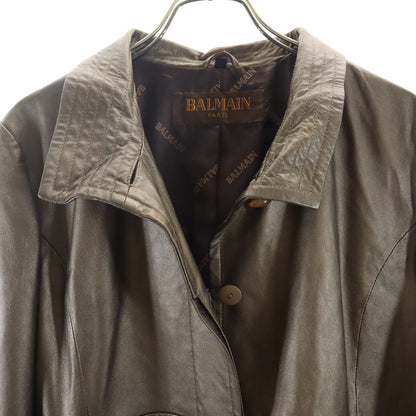 BALMAIN Sheepskin Leather Coat Brown Size JP 13