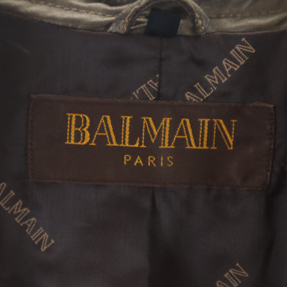 BALMAIN Sheepskin Leather Coat Brown Size JP 13