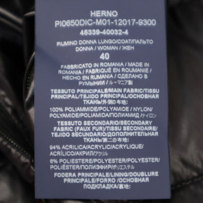 Herno Charcoal Navy Down Coat Size 40