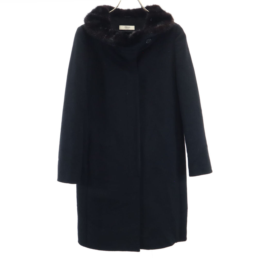 PRADA Long Sleeve Wool Coat Black Size 38