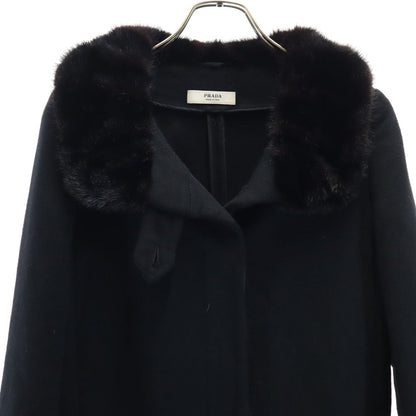 PRADA Long Sleeve Wool Coat Black Size 38