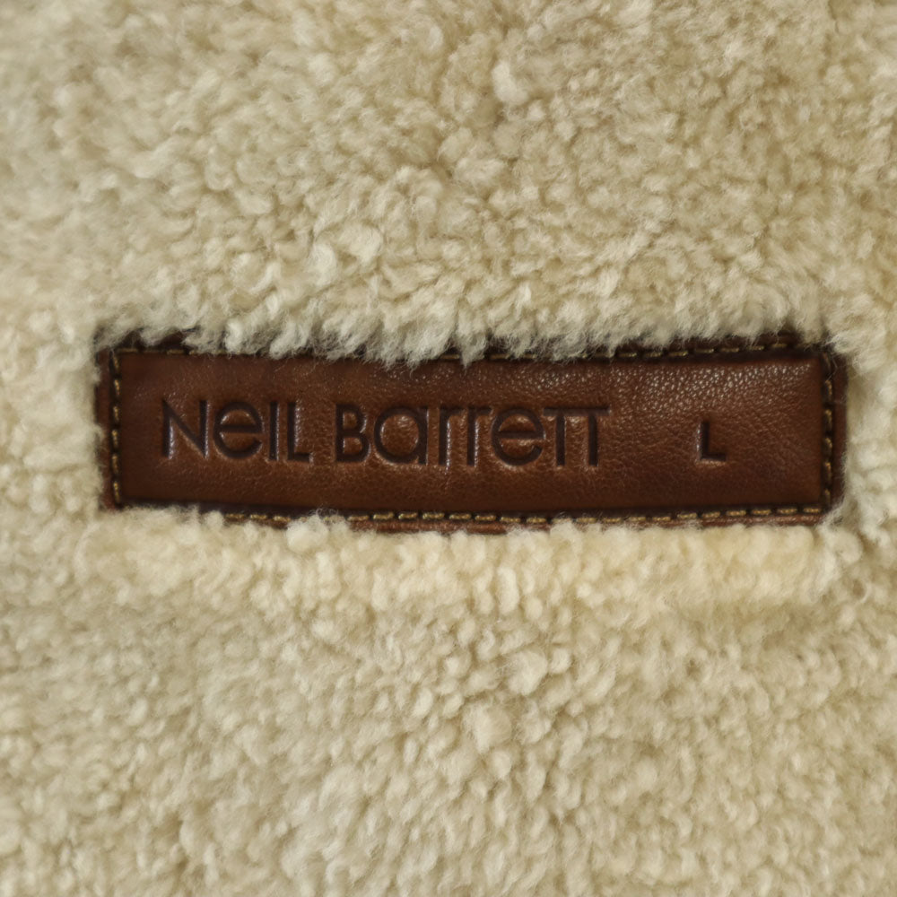 NEIL BARRETT Leather Coat Beige Size L