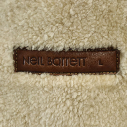 NEIL BARRETT Leather Coat Beige Size L