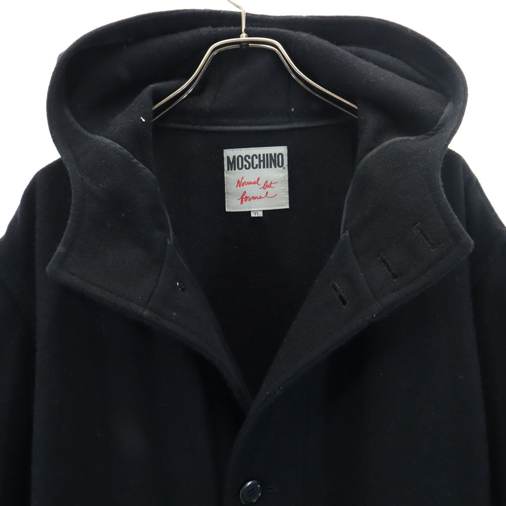 MOSCHINO Wool Blend Long Coat Black Size TL