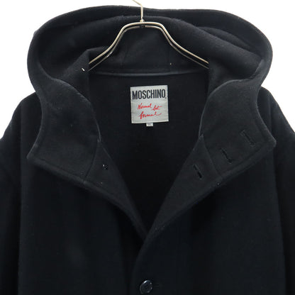 MOSCHINO Wool Blend Long Coat Black Size TL