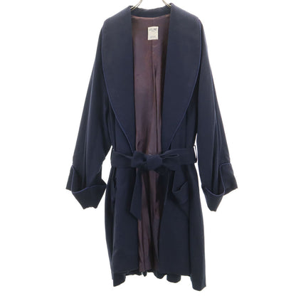 CELINE Wool Long Sleeve Gown Coat Navy