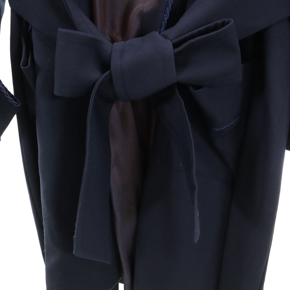 CELINE Wool Long Sleeve Gown Coat Navy