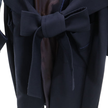 CELINE Wool Long Sleeve Gown Coat Navy
