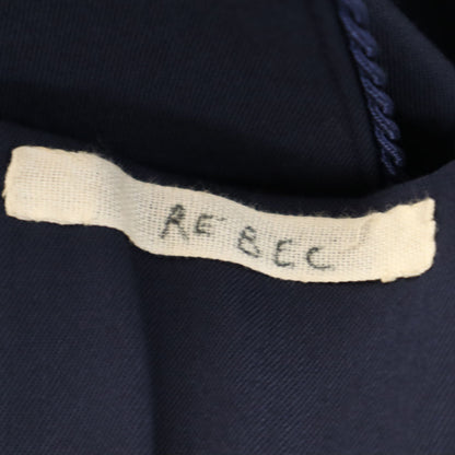 CELINE Wool Long Sleeve Gown Coat Navy