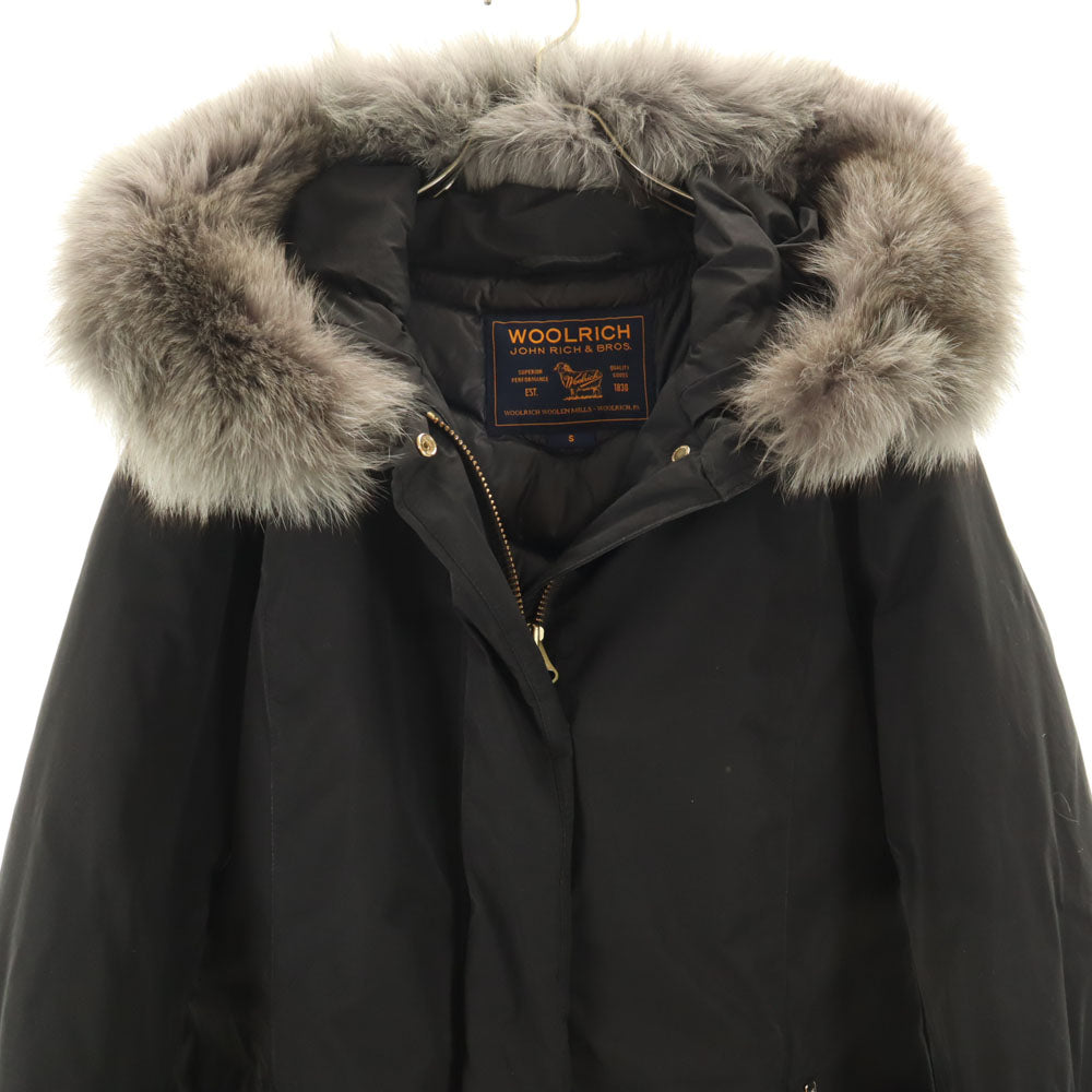 WOOLRICH Fox Fur Down Coat Black Size S