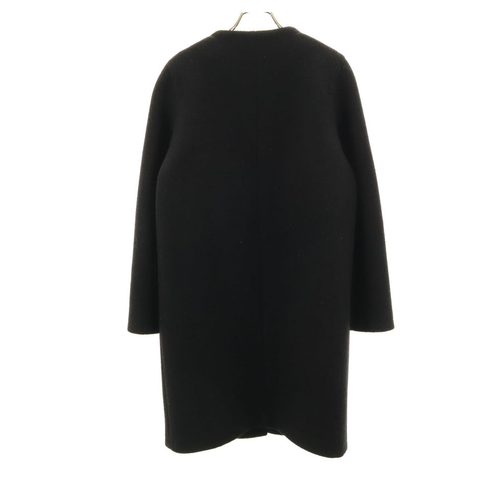 JIL SANDER NAVY Collarless Coat Black Size 34