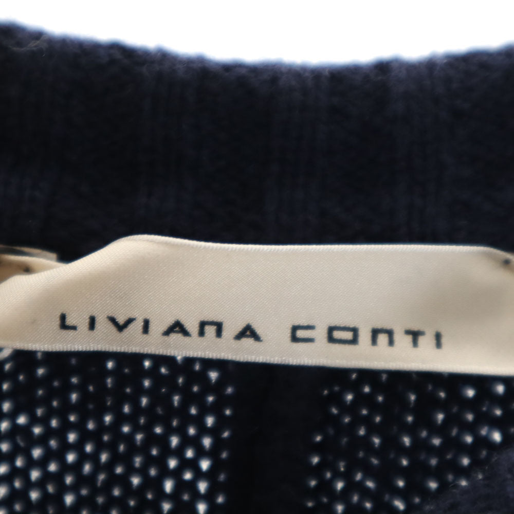 LIVIANA CONTI Italian-Made Long Sleeve Sweater Navy Size M