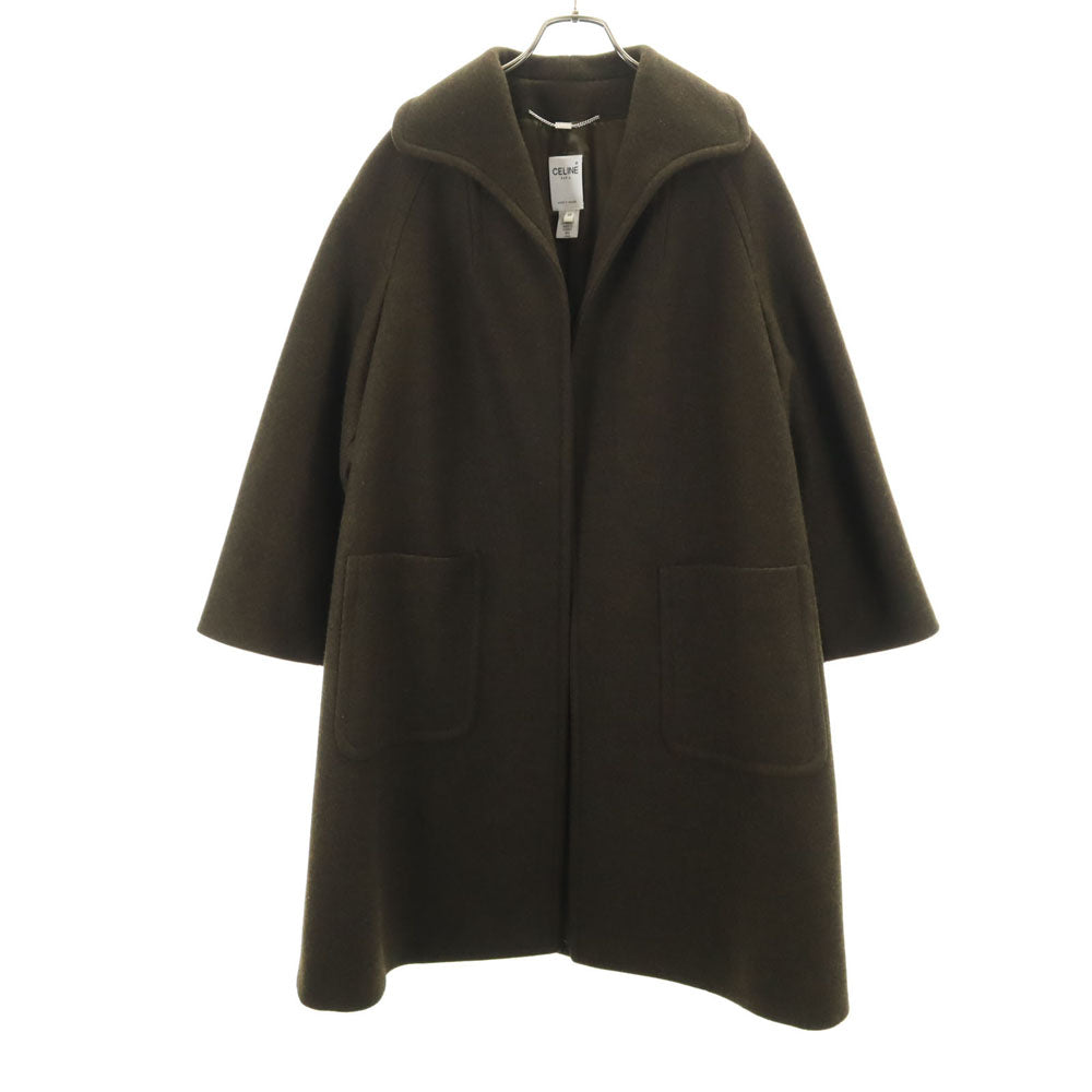 CELINE French Cashmere Blend Melton Coat Khaki Size 40