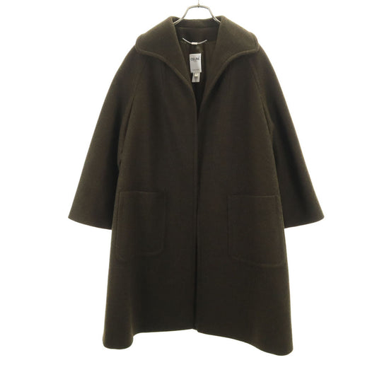 CELINE French Cashmere Blend Melton Coat Khaki Size 40