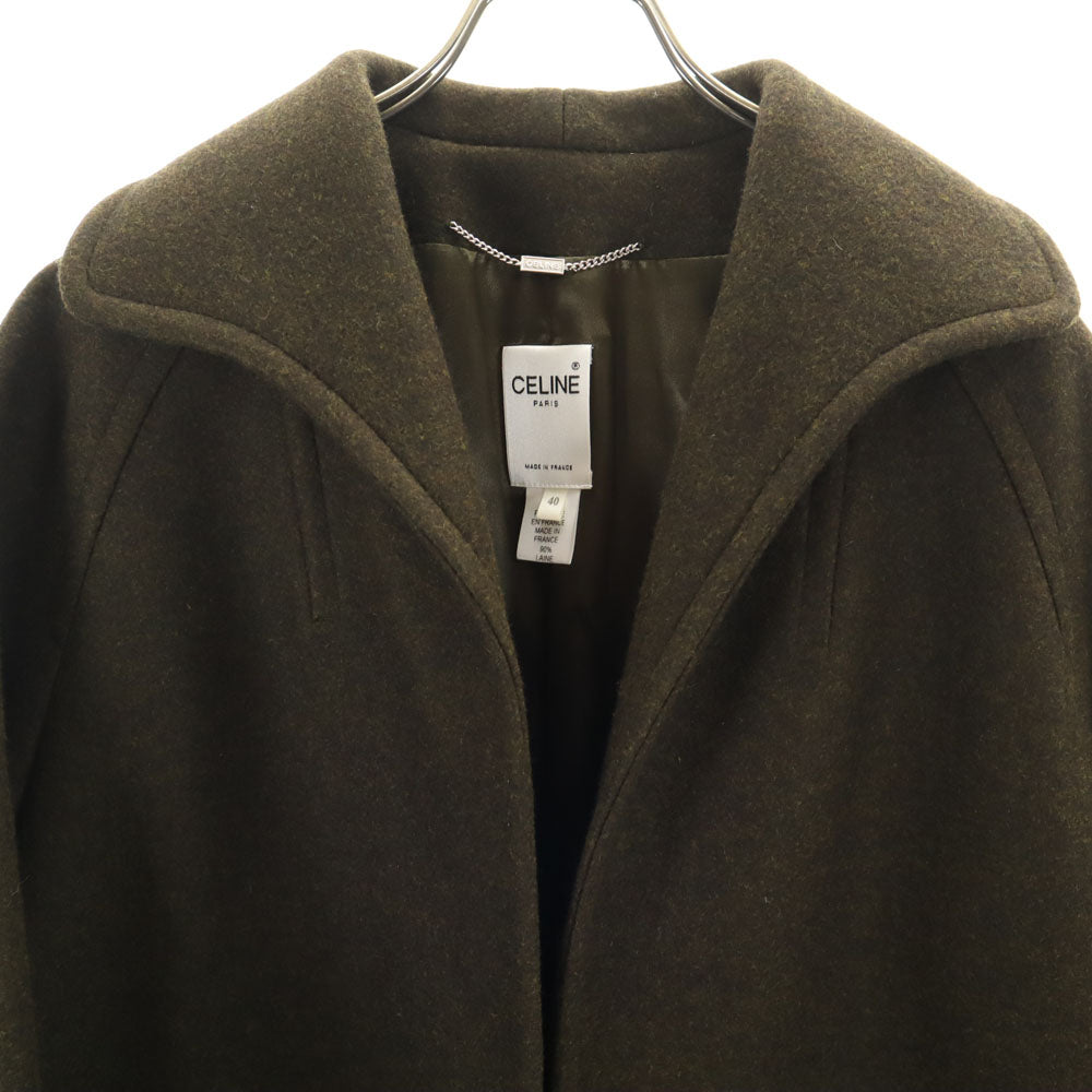 CELINE French Cashmere Blend Melton Coat Khaki Size 40