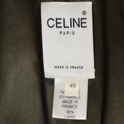 CELINE French Cashmere Blend Melton Coat Khaki Size 40
