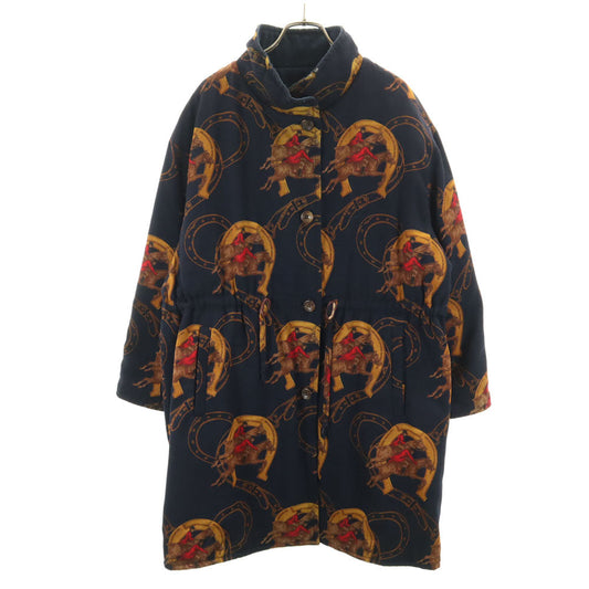 Herno 80s 90s Italian Vintage Horse Print Coat Navy Size 42