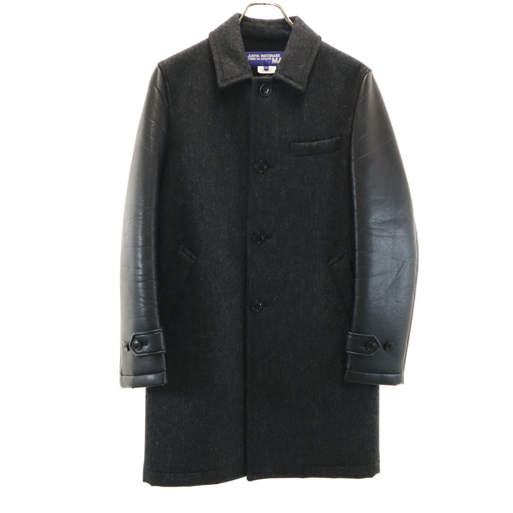 JUNYA WATANABE MAN 2016 Wool Blend Leather Coat Gray Size XS
