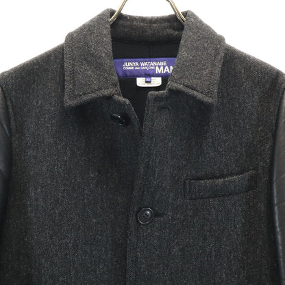 JUNYA WATANABE MAN 2016 Wool Blend Leather Coat Gray Size XS