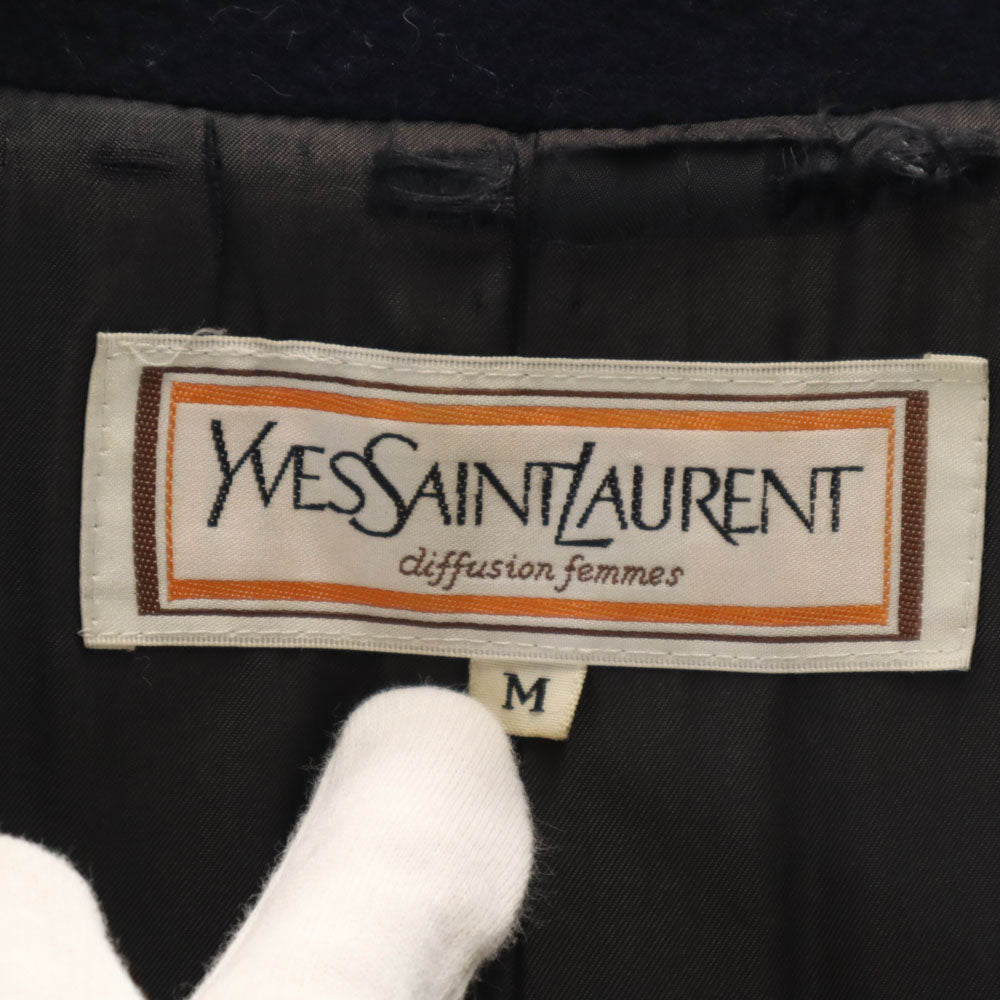 YVES SAINT LAURENT 90s Melton Chesterfield Coat Navy Size M