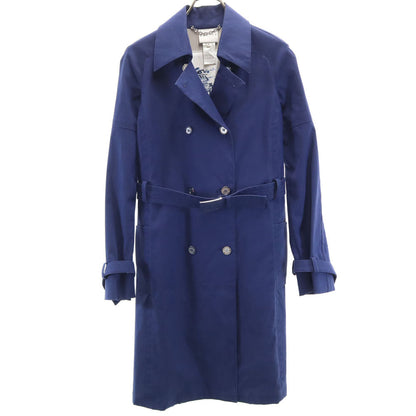 CELINE Trench Coat with Belt Blue Size 36