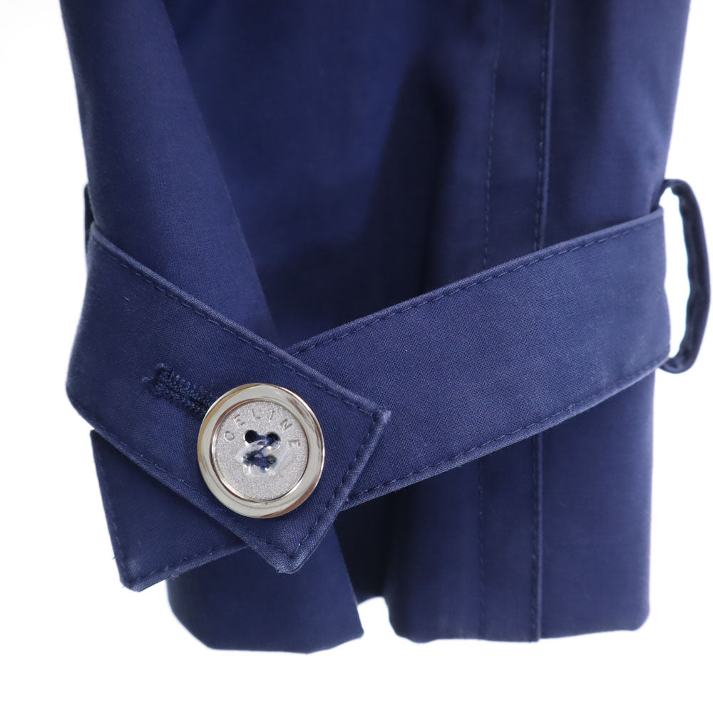 CELINE Trench Coat with Belt Blue Size 36
