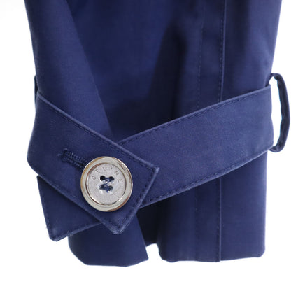 CELINE Trench Coat with Belt Blue Size 36