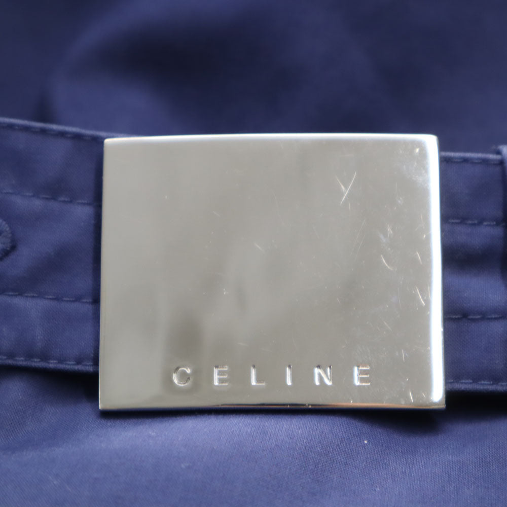 CELINE Trench Coat with Belt Blue Size 36