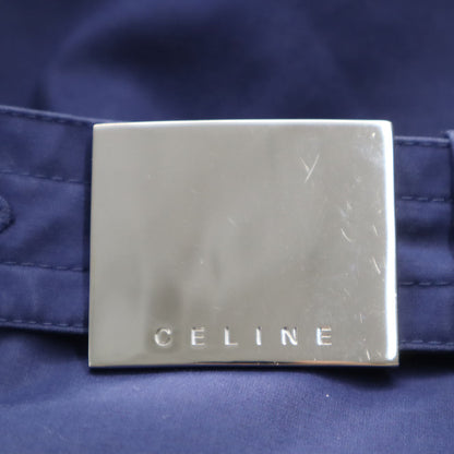 CELINE Trench Coat with Belt Blue Size 36