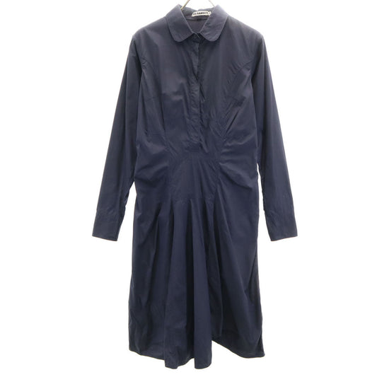 JIL SANDER Italian Long Sleeve Shirt Dress Navy Size 38