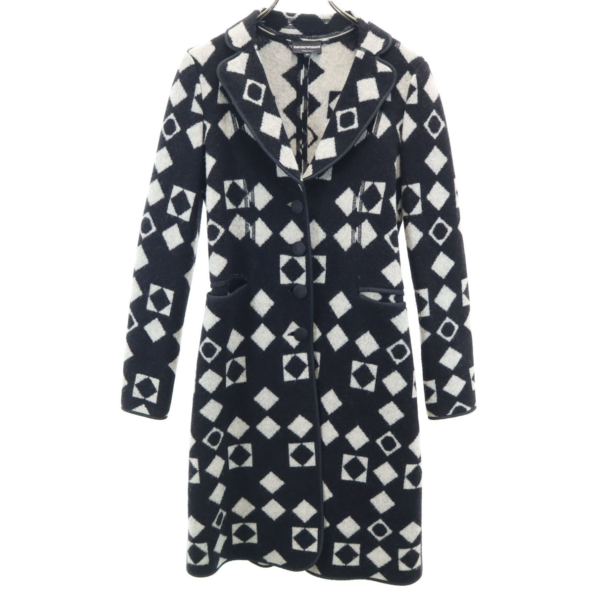 Emporio Armani Italian Patterned Knit Coat Black Size 40