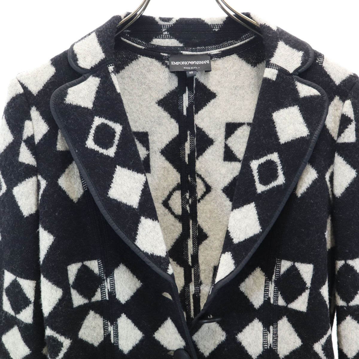 Emporio Armani Italian Patterned Knit Coat Black Size 40