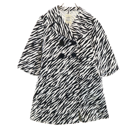 LIMI feu Zebra Pattern Half-Sleeve Peacoat White Coat Size S