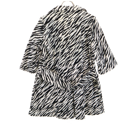 LIMI feu Zebra Pattern Half-Sleeve Peacoat White Coat Size S