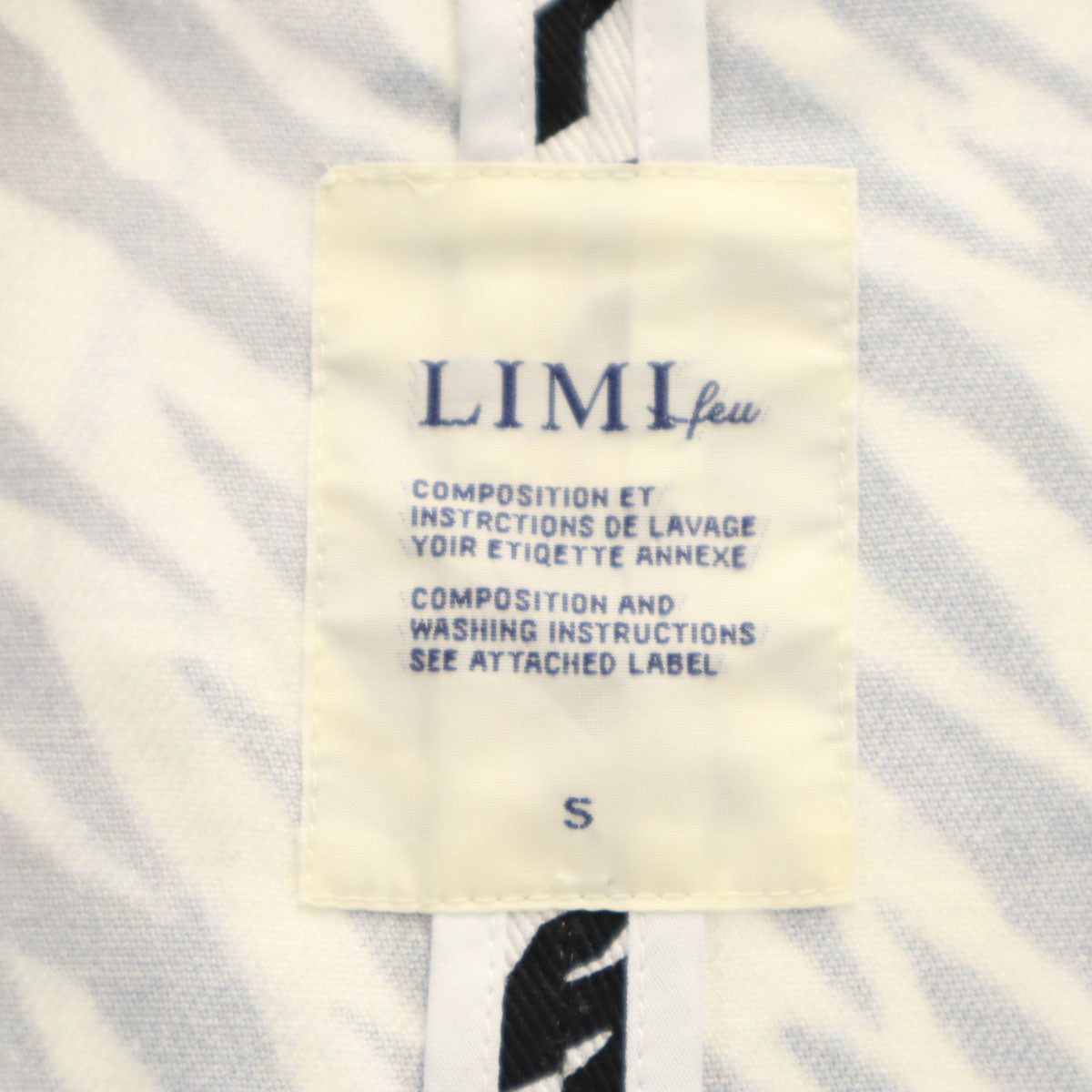 LIMI feu Zebra Pattern Half-Sleeve Peacoat White Coat Size S