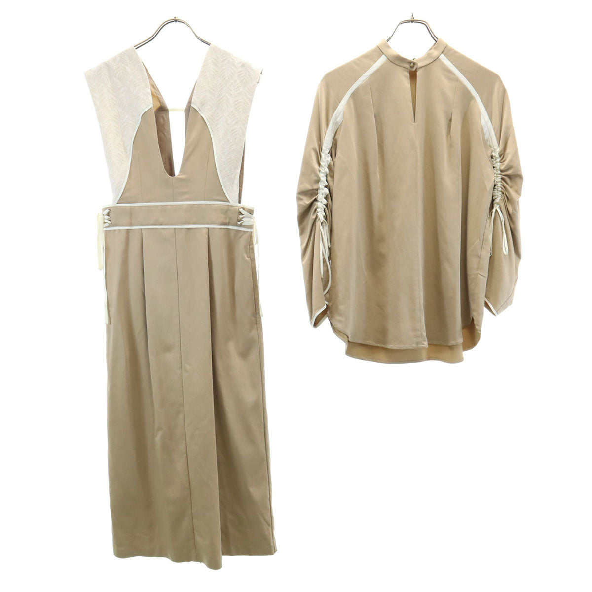 PUBLIC TOKYO Layered Long Sleeve Dress Beige Size FREE