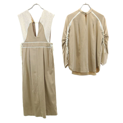PUBLIC TOKYO Layered Long Sleeve Dress Beige Size FREE