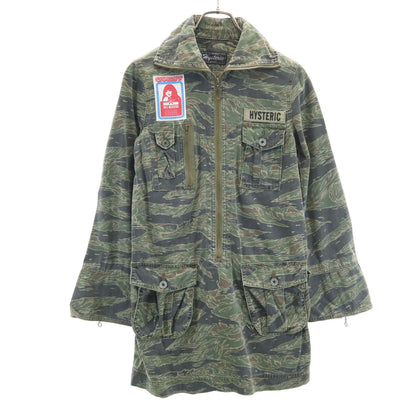 HYSTERIC Camo Long Sleeve Mini Dress Khaki Size FREE