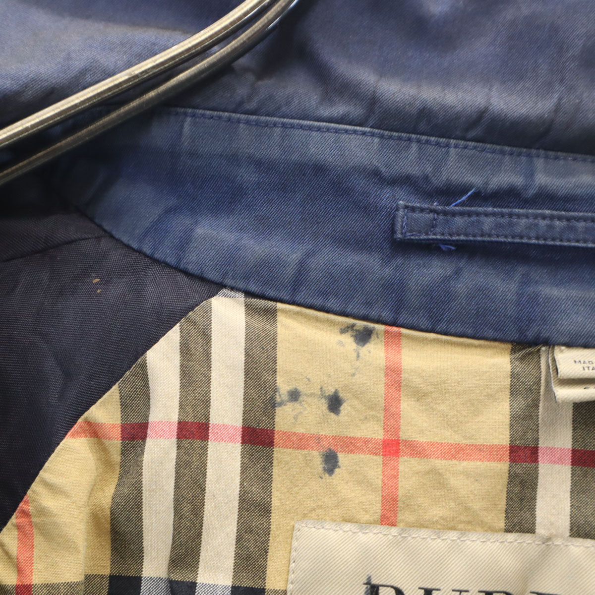 BURBERRY Made in Italy Bal Collar Coat Navy Size 50